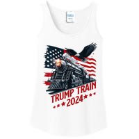 Trump Train 2024 Patriotic Eagle American Flag Ladies Essential Tank