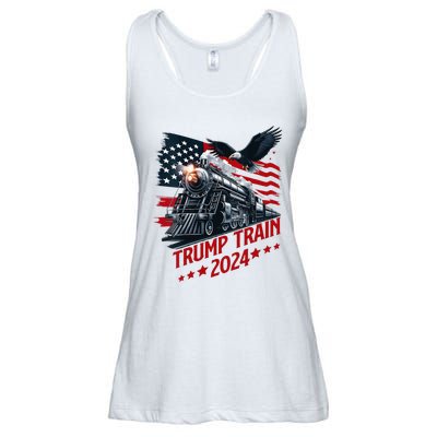 Trump Train 2024 Patriotic Eagle American Flag Ladies Essential Flowy Tank