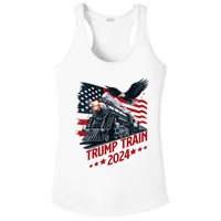 Trump Train 2024 Patriotic Eagle American Flag Ladies PosiCharge Competitor Racerback Tank