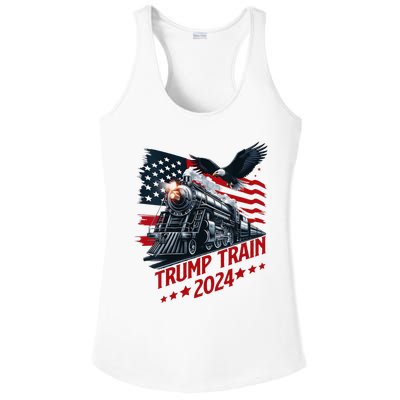 Trump Train 2024 Patriotic Eagle American Flag Ladies PosiCharge Competitor Racerback Tank