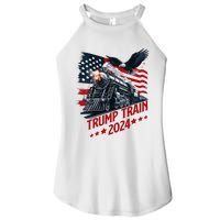 Trump Train 2024 Patriotic Eagle American Flag Women's Perfect Tri Rocker Tank