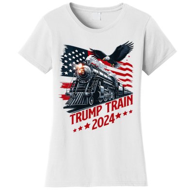 Trump Train 2024 Patriotic Eagle American Flag Women's T-Shirt