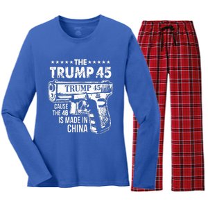 The Trump 45 Cause The 46 Is Made In China Women's Long Sleeve Flannel Pajama Set 