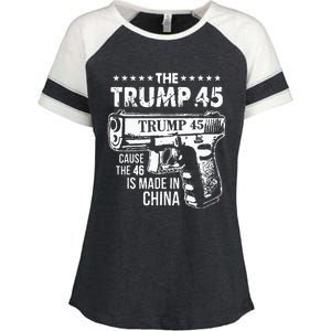 The Trump 45 Cause The 46 Is Made In China Enza Ladies Jersey Colorblock Tee