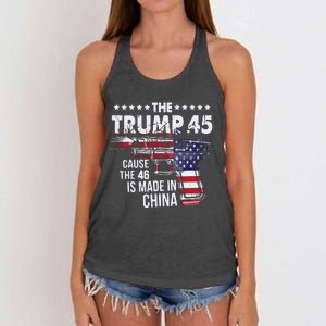 The Trump 45 Cause The 46 Is Made In China Women's Knotted Racerback Tank