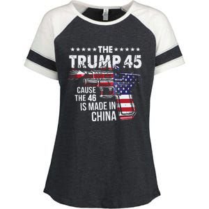 The Trump 45 Cause The 46 Is Made In China Enza Ladies Jersey Colorblock Tee