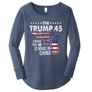 The Trump 45 Cause The 46 Is Made In China Women's Perfect Tri Tunic Long Sleeve Shirt