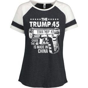 The Trump 45 Cause The 46 Is Made In China Enza Ladies Jersey Colorblock Tee