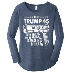 The Trump 45 Cause The 46 Is Made In China Women's Perfect Tri Tunic Long Sleeve Shirt