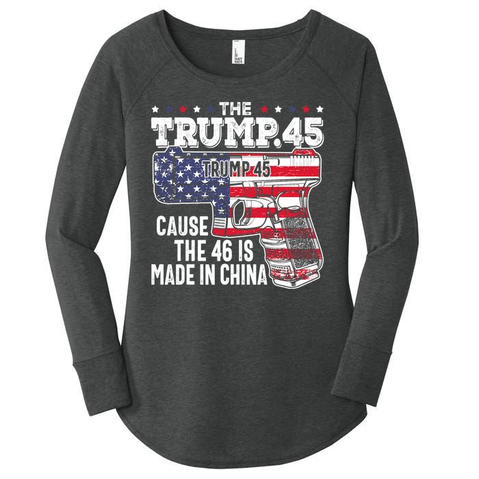 The Trump 45 Cause The 46 Is Made In China Women's Perfect Tri Tunic Long Sleeve Shirt