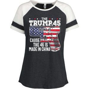 The Trump 45 Cause The 46 Is Made In China Enza Ladies Jersey Colorblock Tee