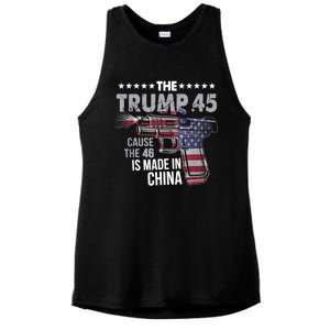 The Trump 45 Cause The 46 Is Made In China Ladies PosiCharge Tri-Blend Wicking Tank