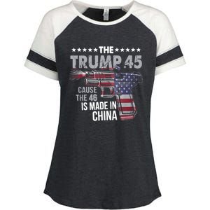 The Trump 45 Cause The 46 Is Made In China Enza Ladies Jersey Colorblock Tee