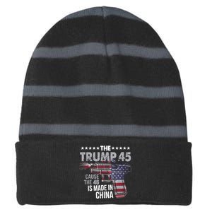 The Trump 45 Cause The 46 Is Made In China Striped Beanie with Solid Band