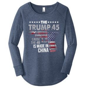 The Trump 45 Cause The 46 Is Made In China Women's Perfect Tri Tunic Long Sleeve Shirt