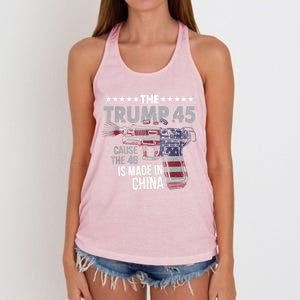 The Trump 45 Cause The 46 Is Made In China Women's Knotted Racerback Tank