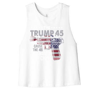 The Trump 45 Cause The 46 Is Made In China Women's Racerback Cropped Tank