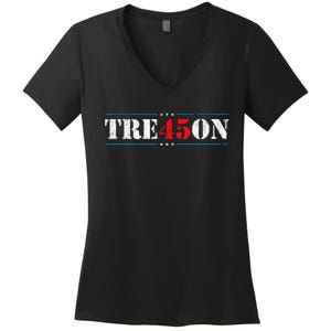 Tre45on Treason 45 2020 Election Anti Trump Democrat Gift Women's V-Neck T-Shirt