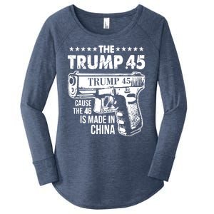 The Trump 45 Cause The 46 Is Made In China Gun Women's Perfect Tri Tunic Long Sleeve Shirt