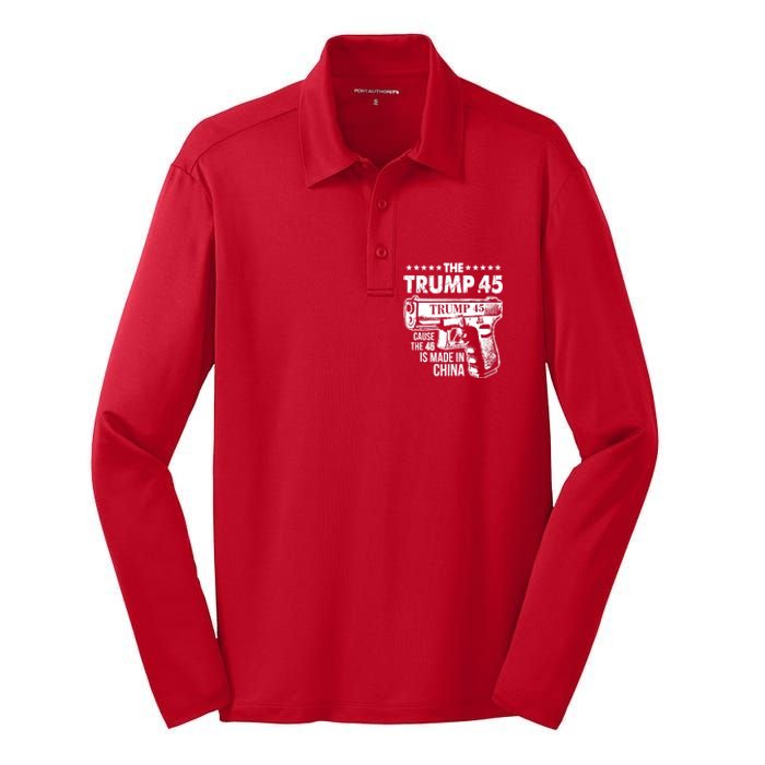 The Trump 45 Cause The 46 Is Made In China Gun Silk Touch Performance Long Sleeve Polo