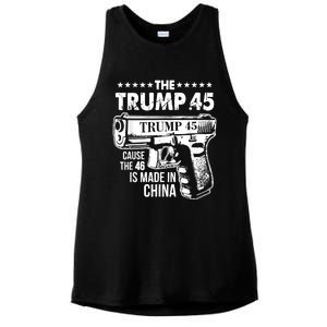 The Trump 45 Cause The 46 Is Made In China Ladies PosiCharge Tri-Blend Wicking Tank