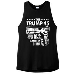 The Trump 45 Cause The 46 Is Made In China Ladies PosiCharge Tri-Blend Wicking Tank