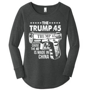 The Trump 45 Cause The 46 Is Made In China Women's Perfect Tri Tunic Long Sleeve Shirt