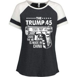 The Trump 45 Cause The 46 Is Made In China Enza Ladies Jersey Colorblock Tee