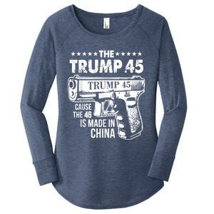 The Trump 45 Cause The 46 Is Made In China Women's Perfect Tri Tunic Long Sleeve Shirt