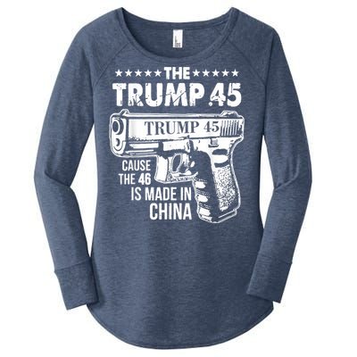 The Trump 45 Cause The 46 Is Made In China Women's Perfect Tri Tunic Long Sleeve Shirt