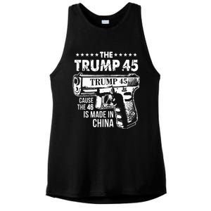 The Trump 45 Cause The 46 Is Made In China Ladies PosiCharge Tri-Blend Wicking Tank