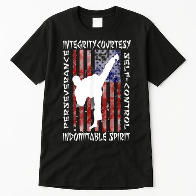 Taekwondo TKD 5 Tenets Taekwondo Martial Arts Kick White Tall T-Shirt