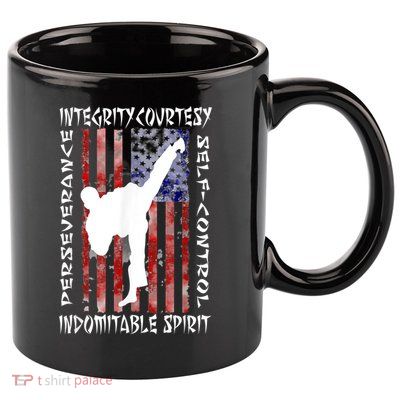 Taekwondo TKD 5 Tenets Taekwondo Martial Arts Kick White 11oz C Handle Ceramic Mug