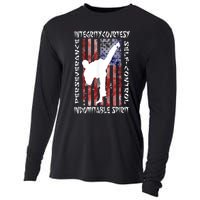 Taekwondo TKD 5 Tenets Taekwondo Martial Arts Kick White Cooling Performance Long Sleeve Crew