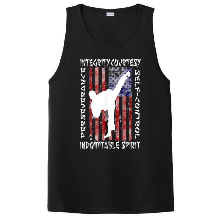 Taekwondo TKD 5 Tenets Taekwondo Martial Arts Kick White PosiCharge Competitor Tank