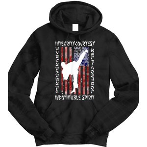 Taekwondo TKD 5 Tenets Taekwondo Martial Arts Kick White Tie Dye Hoodie