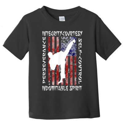 Taekwondo TKD 5 Tenets Taekwondo Martial Arts Kick White Toddler T-Shirt