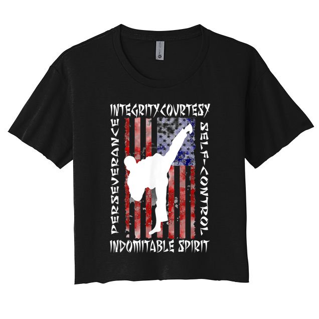 Taekwondo TKD 5 Tenets Taekwondo Martial Arts Kick White Women's Crop Top Tee