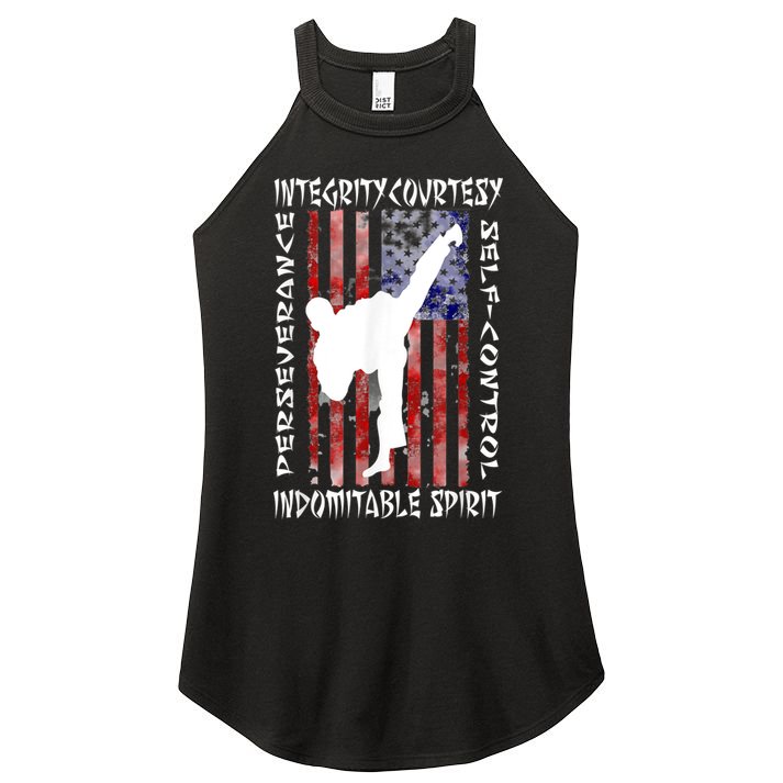 Taekwondo TKD 5 Tenets Taekwondo Martial Arts Kick White Women's Perfect Tri Rocker Tank