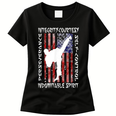 Taekwondo TKD 5 Tenets Taekwondo Martial Arts Kick White Womens T-Shirt
