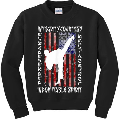 Taekwondo TKD 5 Tenets Taekwondo Martial Arts Kick White Kids Sweatshirt