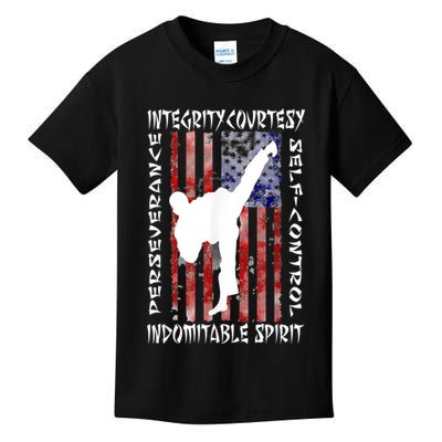 Taekwondo TKD 5 Tenets Taekwondo Martial Arts Kick White Kids T-Shirt