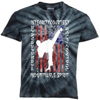 Taekwondo TKD 5 Tenets Taekwondo Martial Arts Kick White Kids Tie-Dye T-Shirt