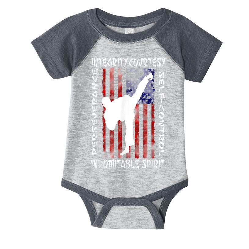 Taekwondo TKD 5 Tenets Taekwondo Martial Arts Kick White Infant Baby Jersey Bodysuit