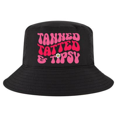 Tanned Tatted and Tipsy Groovy Retro Floral Vibes Summer Cool Comfort Performance Bucket Hat