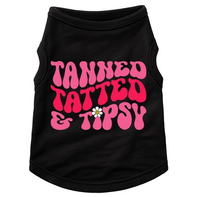 Tanned Tatted and Tipsy Groovy Retro Floral Vibes Summer Doggie Tank