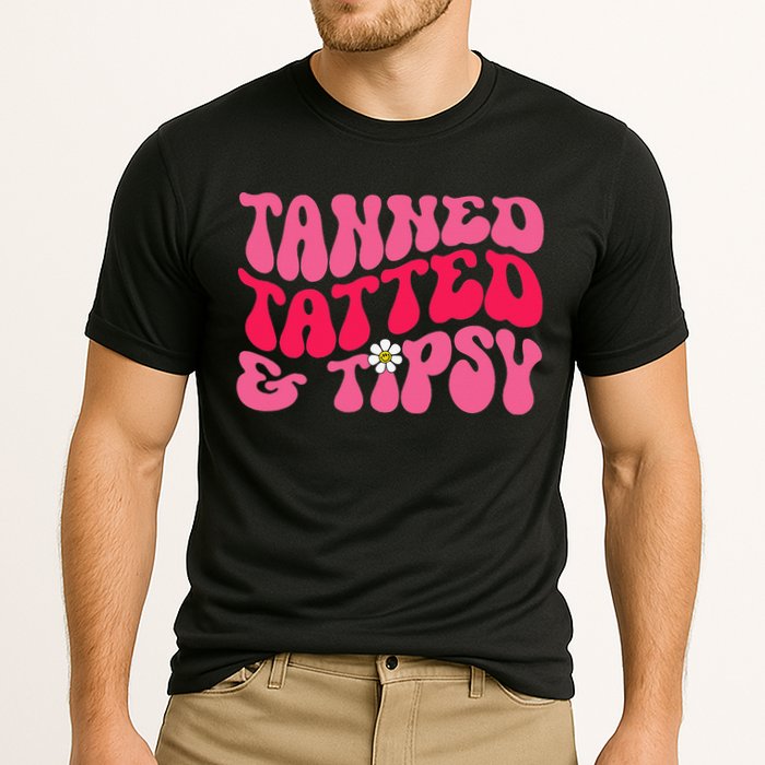 Tanned Tatted and Tipsy Groovy Retro Floral Vibes Summer Performance Shirt
