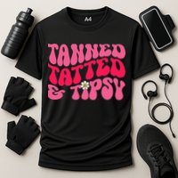 Tanned Tatted and Tipsy Groovy Retro Floral Vibes Summer Performance Shirt