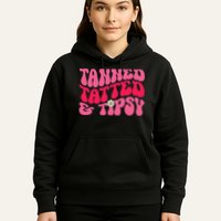 Tanned Tatted and Tipsy Groovy Retro Floral Vibes Summer Hoodie