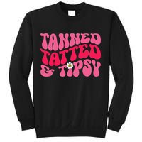 Tanned Tatted and Tipsy Groovy Retro Floral Vibes Summer Sweatshirt